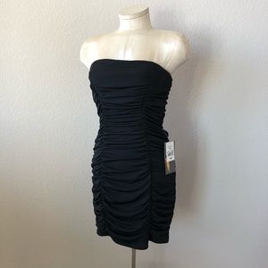 NWT Ruby Rox black strapless ruched fitted dress